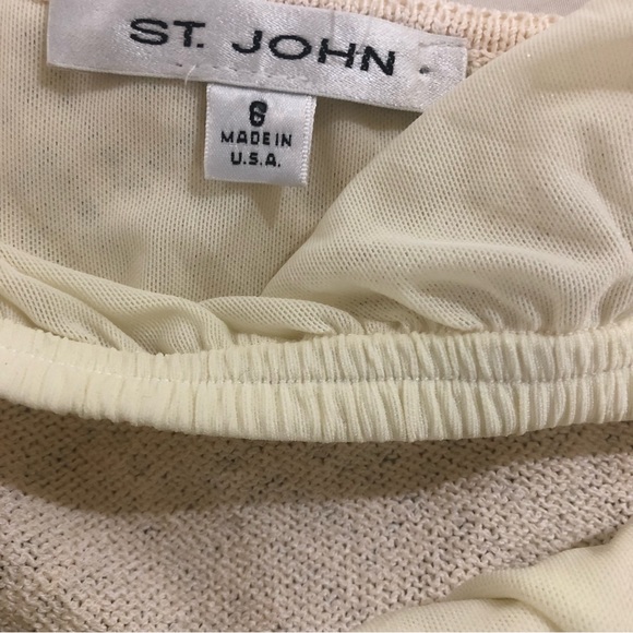 St. John ivory knit sleeveless top with silver beads and sparkle Sz s - Picture 12 of 13